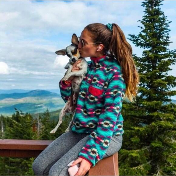 Patagonia Jackets & Blazers - PATAGONIA Synchilla Snap-T Fleece Pullover Wild Desert Aztec Pink Teal {118}